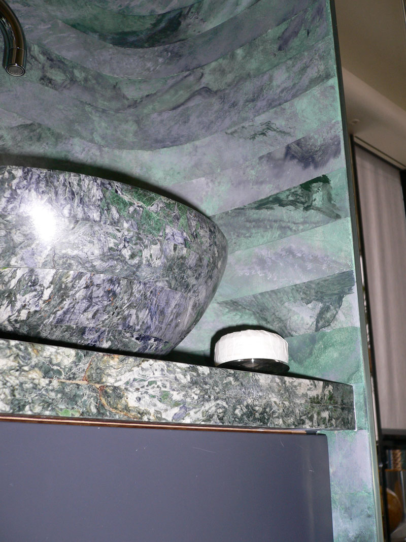 Marbled wall to match basin
