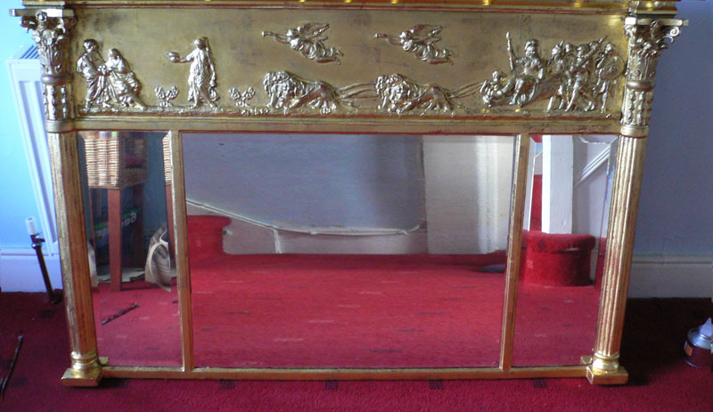 Restoration of antique gilded mirror